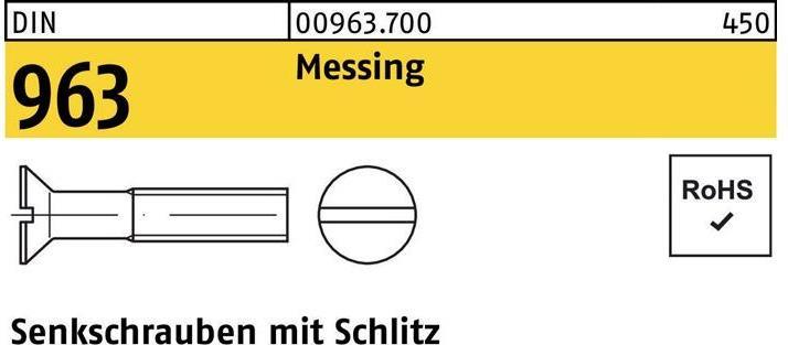 Produktbild Senkschraube ISO 2009 m.Schlitz M 3 x 20 Messing (1000 Schrauben pro Stück)
