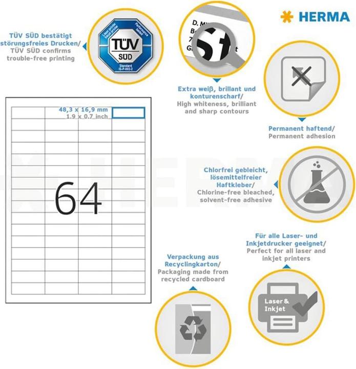 Image du produit Herma Étiquettes universelles A4