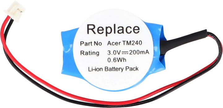 Actual product image Acer Travelmate 240 BackUp CMOS Batterie mit Kabel und Stecker (200 mAh)