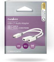 Produktbild Nedis USB-C™ Adapter | USB 2.0 | USB-C™ Stecker | USB-C™ Buchse / 3.5 mm Buchse | 0.10 m | Rund | Ve (USB Typ C, 3.5mm Klinke)
