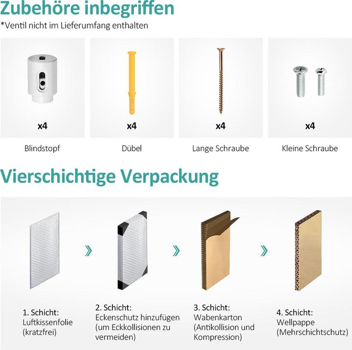 Produktbild Emke Badheizkörper Handtuchhalter Handtuchwärmer 130x60cm Weiss 789w
