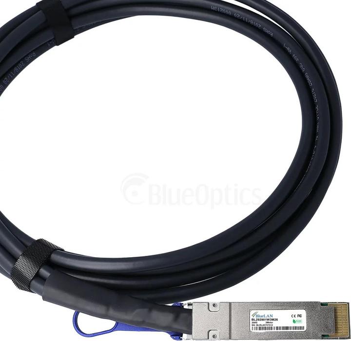 Actual product image BlueLAN Dell DAC-Q28DD-200G-0.5M compatible DAC 200GBASE-CR4 QSFP-DD BL292901W0.5M26