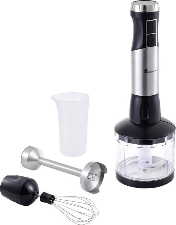 MasterPRO Stabmixer 1000W mit Messbecher, mit Mixbecher Schwarz/Edelstahl, Transparent