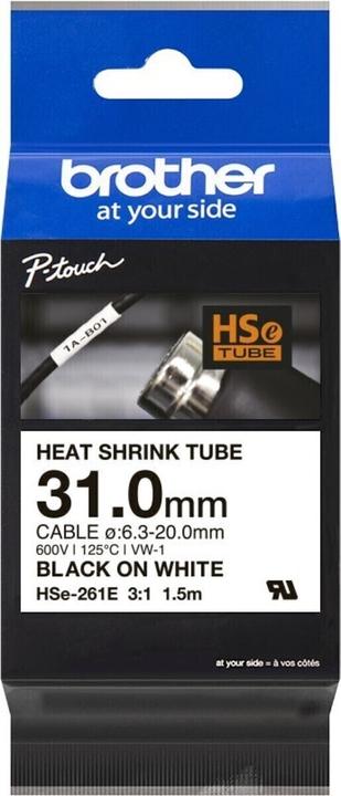 Brother Heat-Shrink-Tube schwarz/weiss (3.10 cm, Weiss, Schwarz)