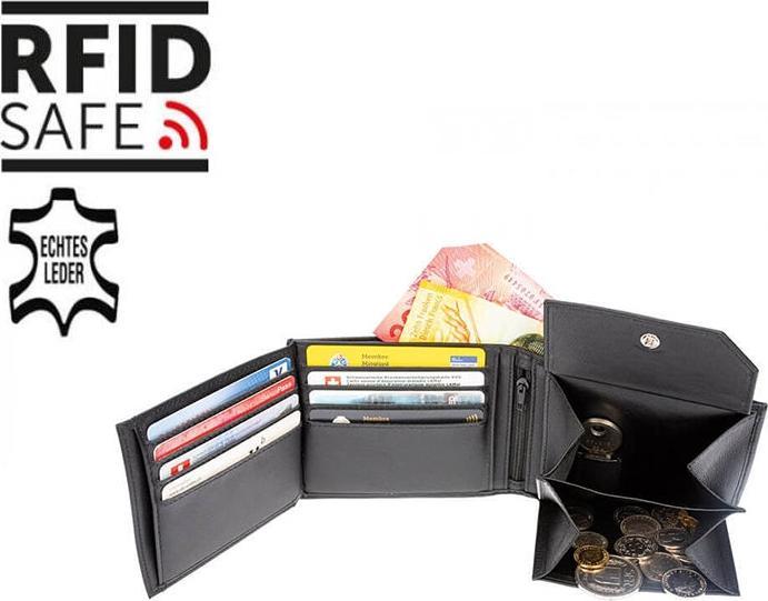 Welltravel Leder-Portemonnaie mit RFID-Schutz