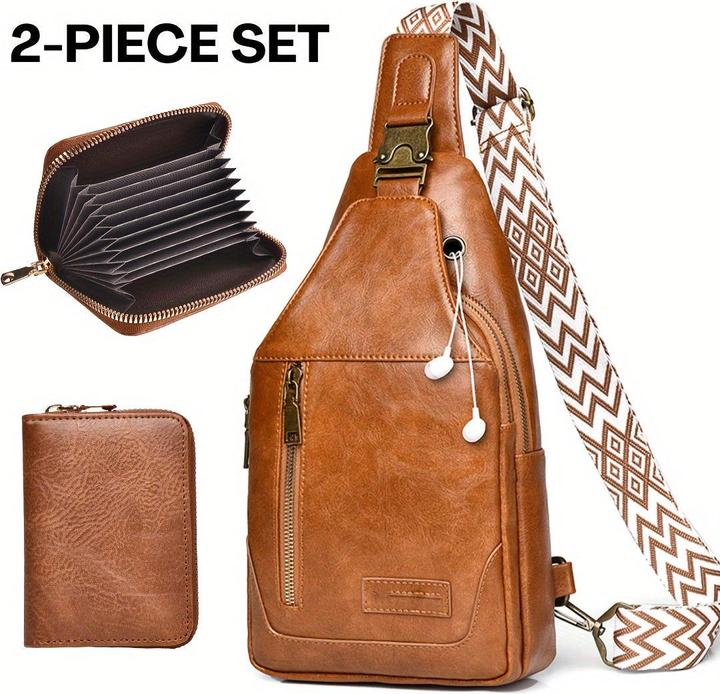 Image du produit Only-Bags.Store Set de sacs à bandoulière en cuir : matériau PU, imperméable, grande capacité, adapté aux étudiants