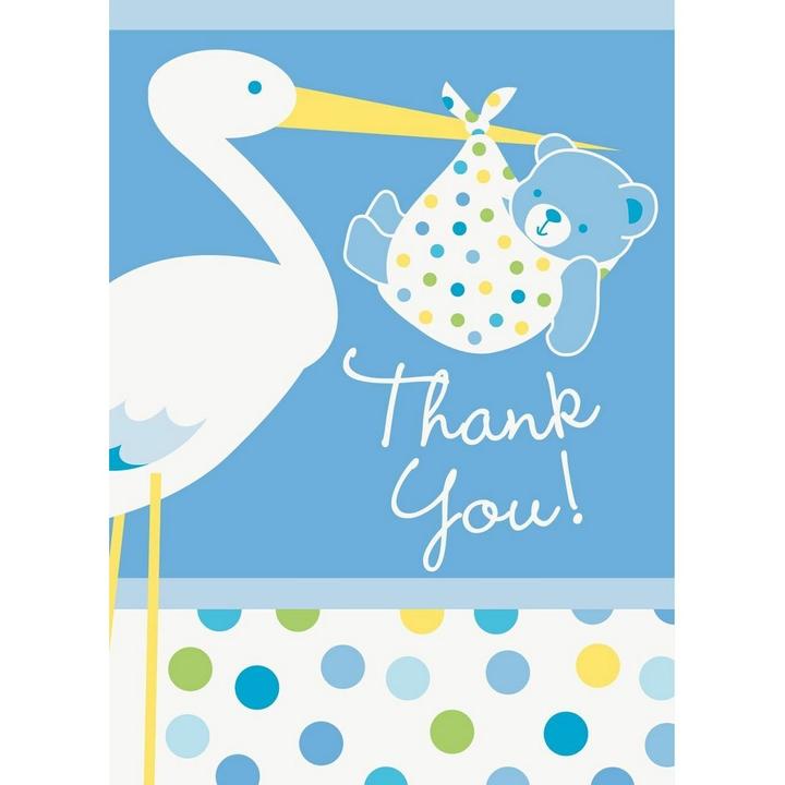 Actual product image Unique Party Stork Baby Shower Thank You Card (Pack of 8) (8 pcs.)