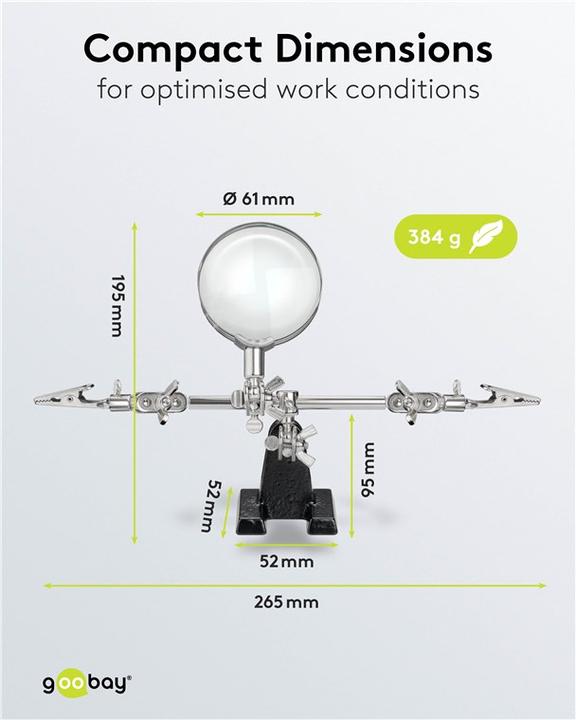Produktbild Goobay Löthilfe / Dritte Hand mit Lupe 2,5-facher Vergrösserung (Dritte Hand)