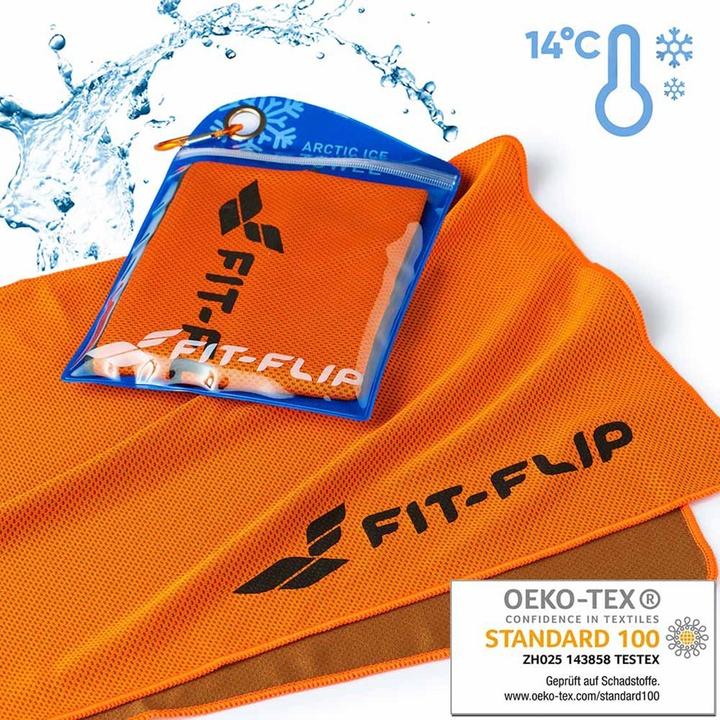Actual product image Fit-Flip Airflip Towel Kühlhandtuch Mikrofaser mit Tasche 100x30cm (100 x 30 cm)