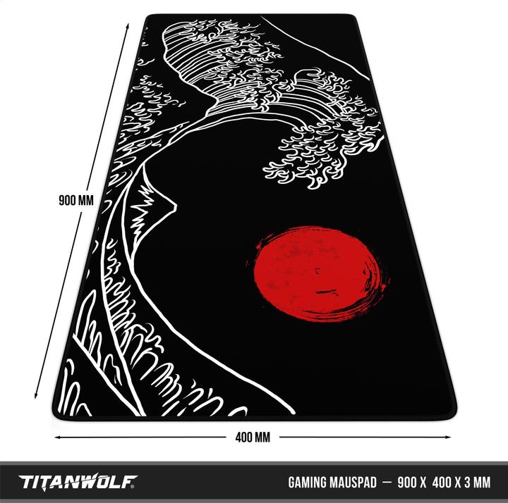 Actual product image Titanwolf Gaming Mouse Pad, 900 x 400mm XXL Speed Gaming Mouse Mat, Mousepad Extra Large Surface, Great Wave (XXL)