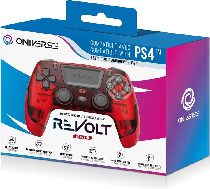 Actual product image Oniverse Revolt Grey, Red Bluetooth Gamepad Analogue / Digital PC, PlayStation 4 (PC, PS4)