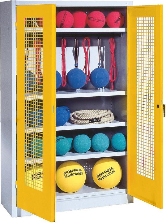 Produktbild C+P Sportgeräteschrank (HxBxT: 195x120x50 cm, mit Lochblech-Flügeltüren, Typ 2)