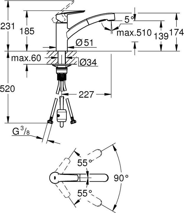 Actual product image Grohe Küchenarmatur mit Handbrause Start 2021 chrom glänzend 30307001