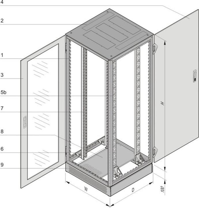 Immagine prodotto Schroff VARISTAR NET Plus - VARISTAR VNT+1200H 800B 600T (24 HE, Rack da 19 pollici)