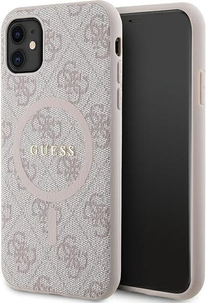 Actual product image Guess GUHMN61G4GFRP iPhone 11 6.1" / Xr różowy/pink hardcase 4G Collection Leather Metal Logo MagSaf (Apple iPhone 11)