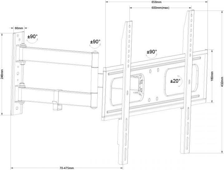 Actual product image Cabletech UPA36-463 (Wall, 70", 50 kg)