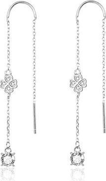 Beneto Long silver earrings with zircons AGUV1978 (L)