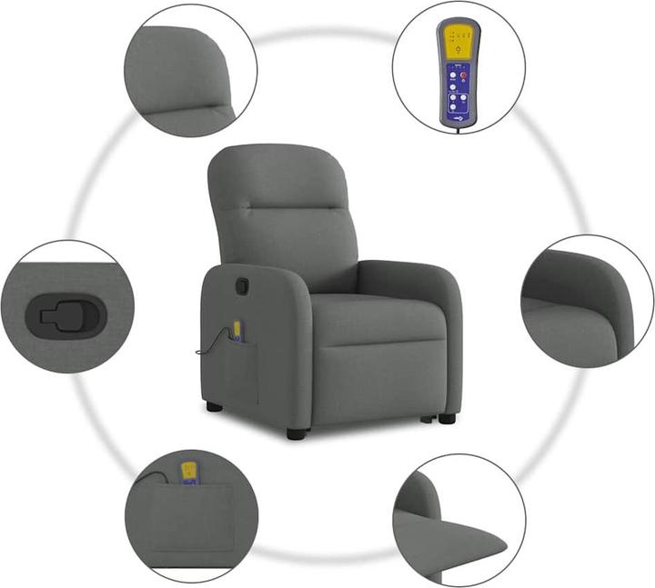Produktbild VidaXL Massagesessel mit Aufstehhilfe Dunkelgrau Stoff