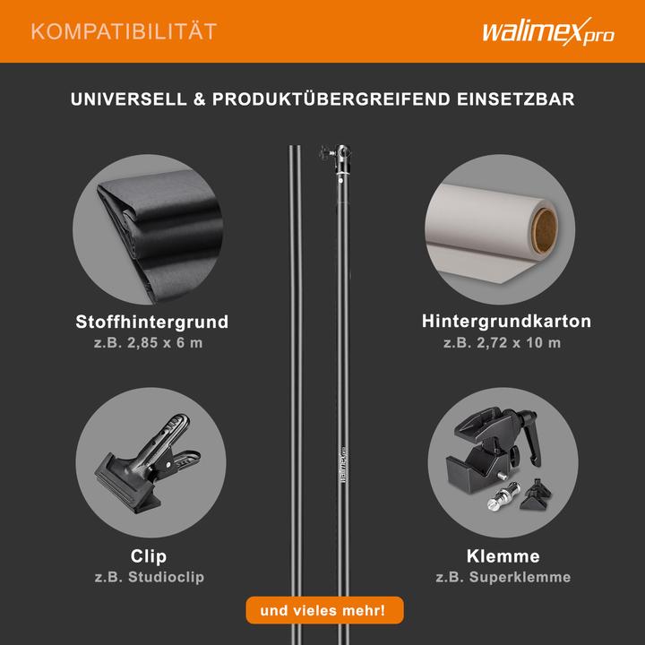 Image du produit Walimex Barre de fond télescopique (224 cm, 6 cm)
