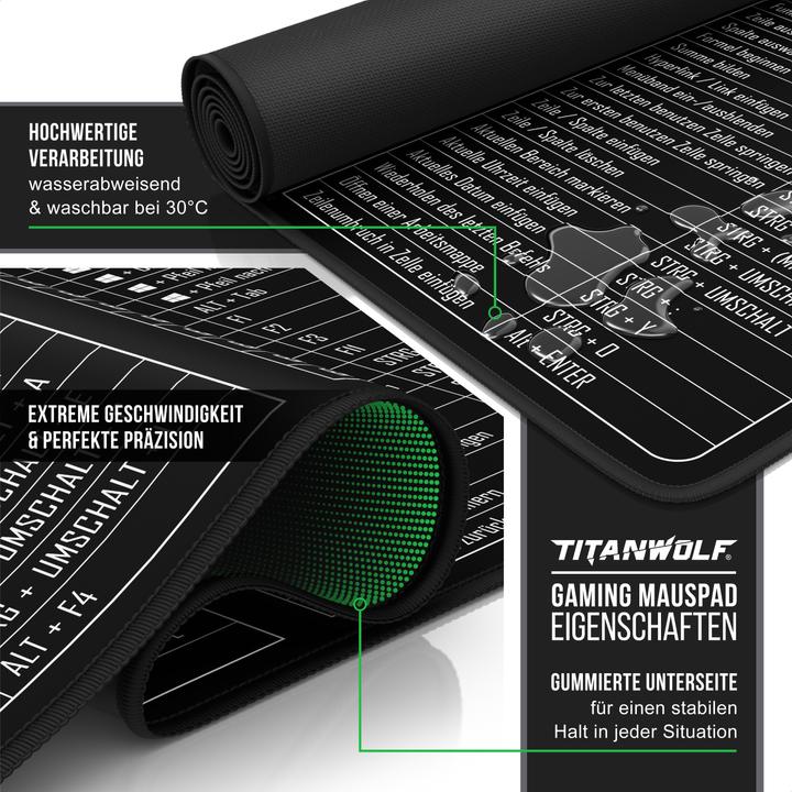 Immagine prodotto Titanwolf Gaming Mauspad, 900 x 400mm XXL Speed Gaming Mausmatte, Mousepad Extragrosse Fläche, MS Function (XXL)