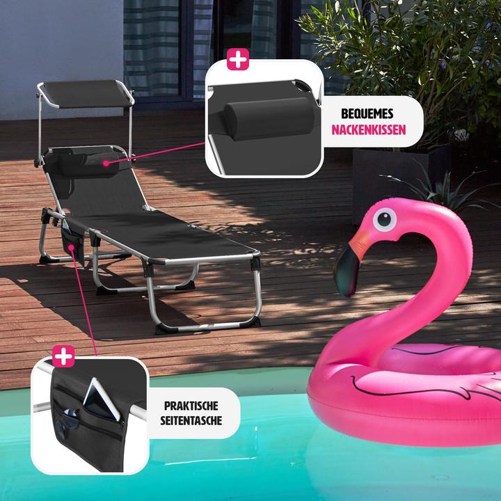 Produktbild tectake Sonnenliege Aurelie aus Aluminium, 6-stufig (218 cm)