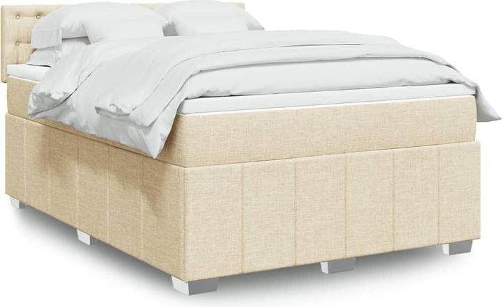 Produktbild VidaXL Boxspringbett Polsterbett Bett Doppelbett Matratze Creme 160x200cm Stoff (160 x 200 cm, 160 x 200 cm)