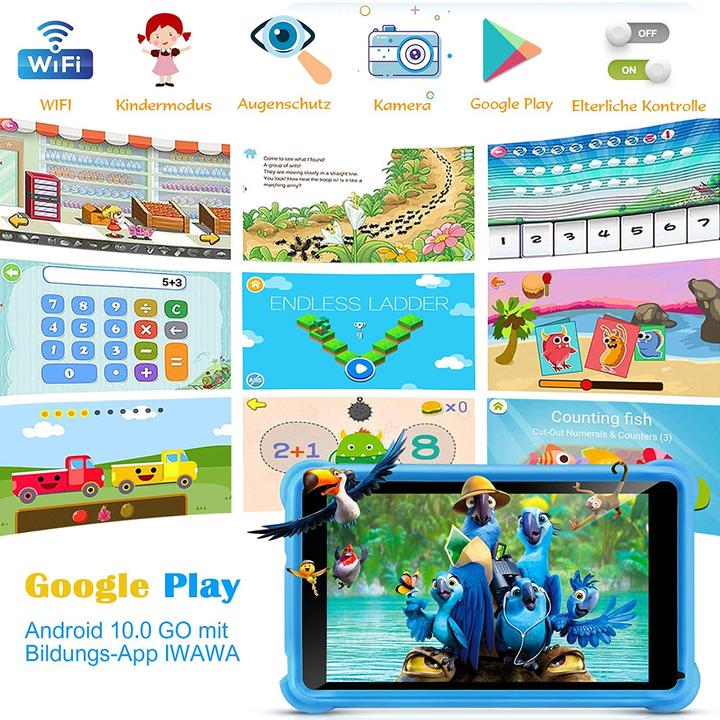 Actual product image QunyiCO Kids tablet (WLAN only, 7", 32 GB, Blue)