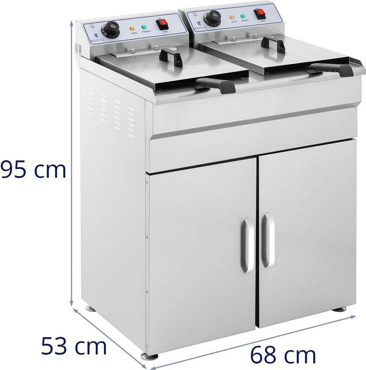 Actual product image Royal Catering Electric Deep Fat Fryer - 2 x 16 litres - 400 V - base cabinet
