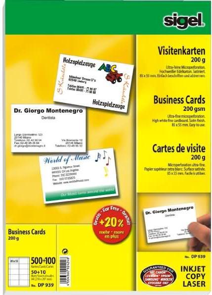 Produktbild Sigel MP Visitenkarten (200 g/m², 600 x, A4)