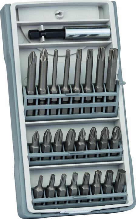 Produktbild Bosch Professional Zubehör 25-tlg. Schrauberbit-Set, PH/PZ/T (Innensechsrund TX M20, Innensechsrund TX M27, Innensechsrund TX M30, Innensechsrund TX M10, Innensechsrund TX M15, Innensechsrund TX M25, Innensechsrund TX M40, Kreuz Phillips PH M1, Kreuz Phillips PH M2, Kreuz Pozidriv PZ M1, Kreuz Pozidriv PZ M2, Kreuz Phillips PH M3, Kreuz Pozidriv PZ M3)