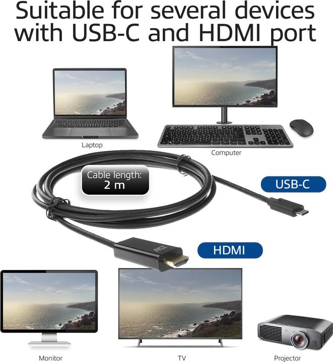 Actual product image USB C — HDMI (Typ A) (2 m, HDMI)