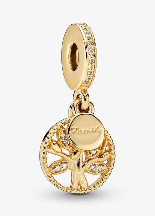 Actual product image Pandora Shine Sparkling Family Tree Charm (Gold plated, With stone(s), Silver 925)