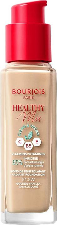 Bourjois Healthy Mix Clean&Vegan Foundation 51.2 Golden Vanilla 30Ml (51.2W Golden Vanilla)