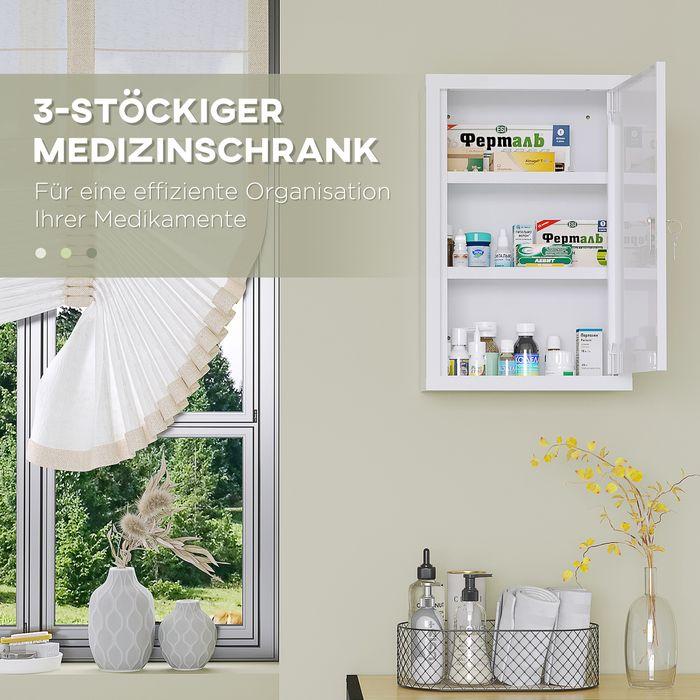 Produktbild Swisshandel24 Medizinschrank, abschliessbar, Einlegeböden, Stahlgehäuse, 30x14x46 cm, Weiss