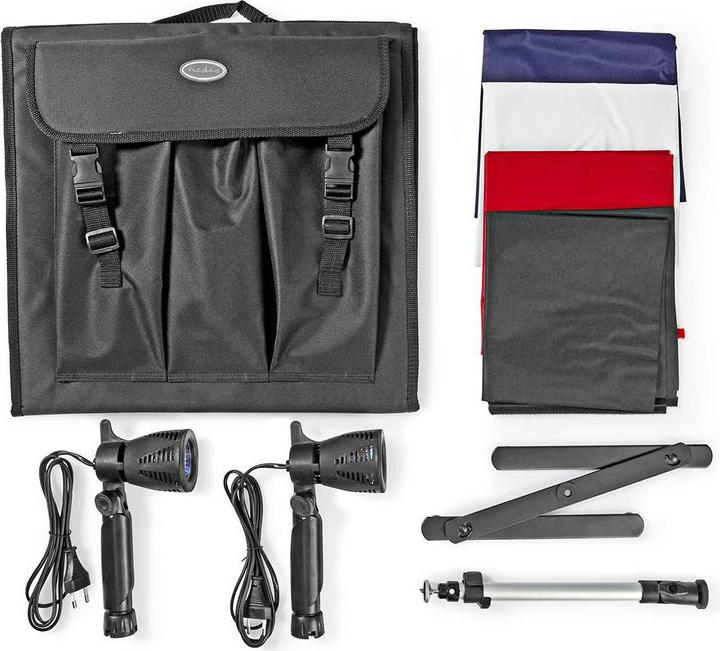 Immagine prodotto Nedis Kit Studio Fotografico | 400 lm | Pieghevole | Sfondi inclusi | Borsa di trasporto inclusa | Nero (Riflettore pieghevole, 43 cm)