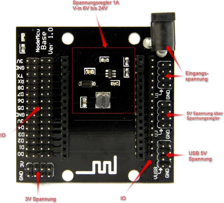 Actual product image Purecrea ESP8266 NodeMCU V3 Base Board ProtoShield with voltage regulator