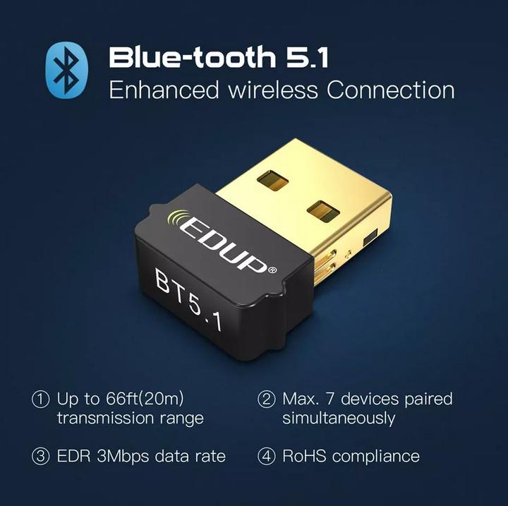 Produktbild PhoneLook Universal Bluetooth 5.1 Adapter Wireless Verbinung mit PC ohne Bluetooth (Sender & Empfänger)