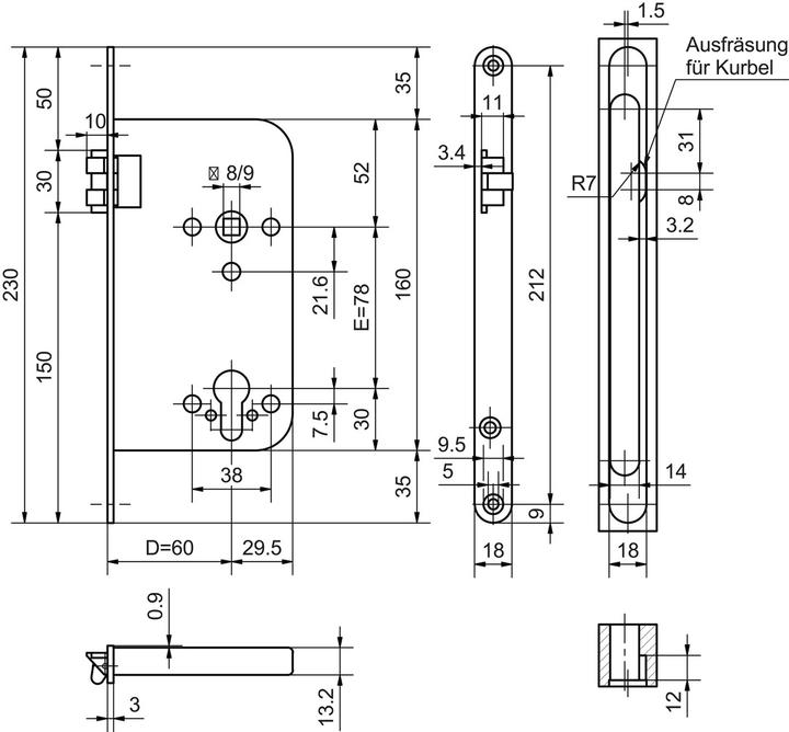 Actual product image Glutz Mortise locks 24000 KF