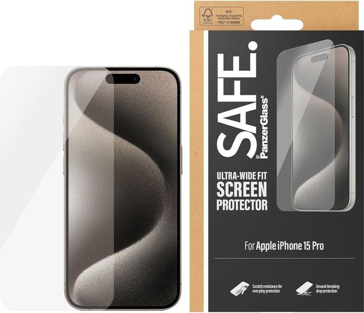 Image du produit PanzerGlass SAFE. Protecteur d'écran Ultra-Wide Fit (1 pièce(s), Apple iPhone 15 Pro)