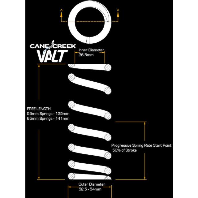 Produktbild Cane Creek Valt Lightweight Dämpferfeder, progressiv, 65mmx450 lbs (450 mm, 65 mm)