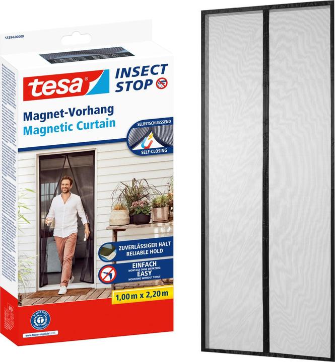Actual product image tesa Insect screen magnetic curtain for balcony and patio doors, self-closing, mounting without drilling (100 x 220 cm)