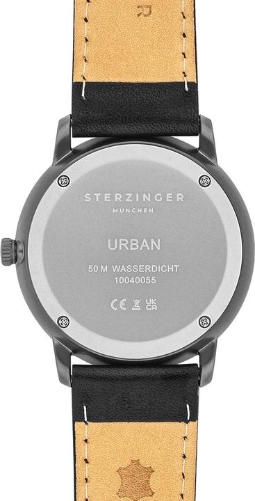 Immagine prodotto Sterzinger Orologio al quarzo da uomo Urban in vera pelle nera - 30474 (Orologio da polso analogico, 38 mm)