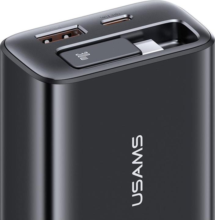 Produktbild Usams CC296 30W Fast Charger With Retractable Type-C Cable (EU) - Xiang Series White (30 W)
