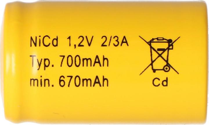 Produktbild AccuCell 2/3 A Cadnica NICD Akku Flattop ohne Lötfahne (2/3 A, 700 mAh)
