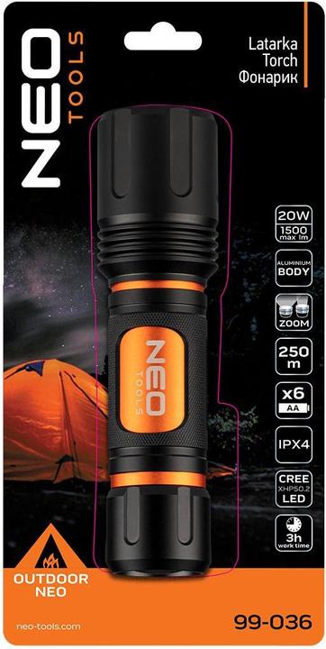 Image du produit Neo Žibintuvėlis Baterija maitinamas žibintuvėlis 6xAA 1500 lm CREE XHP50.2 LED (18.40 cm, 1500 lm)