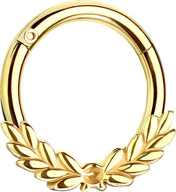 Produktbild Star Piercing Micro Segmentring klappbar vergoldet mit Lorbeerkranz (Chirurgenstahl 316L, ohne Messing)