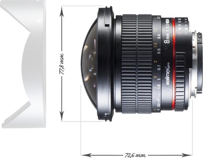 Produktbild Walimex pro Pro 8mm f/3.5 II Fisheye, Nikon (Nikon F, APS-C / DX)