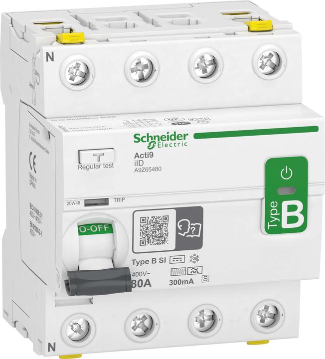 Image du produit Schneider Electric A9Z65480 IID 4P 80A 300MA S TYPE B-SI Disjoncteur différentiel sensible à tous les courants
