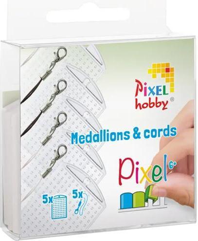 Pixelhobby Pixel Set mit 5 Medaillon und Farbkordeln transparent