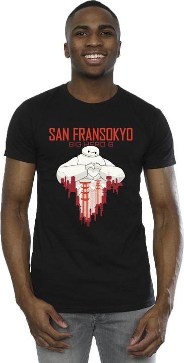 Actual product image Disney Mens Big Hero 6 Baymax San Fransokyo Heart T-Shirt (S)